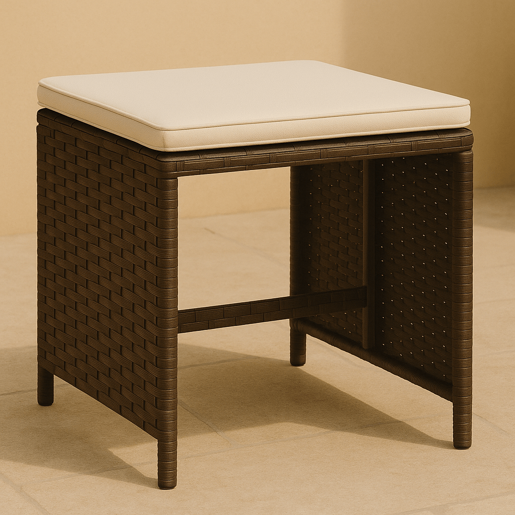 Ronda – Set van 4 Tuinstoelen met Kussens (Bruin)