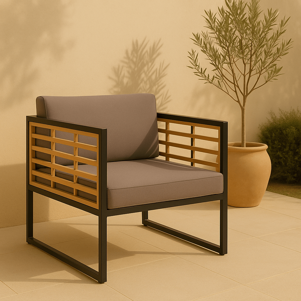 Verona – Set van 2 Acaciahouten Tuinstoelen met Donkergrijze Kussens