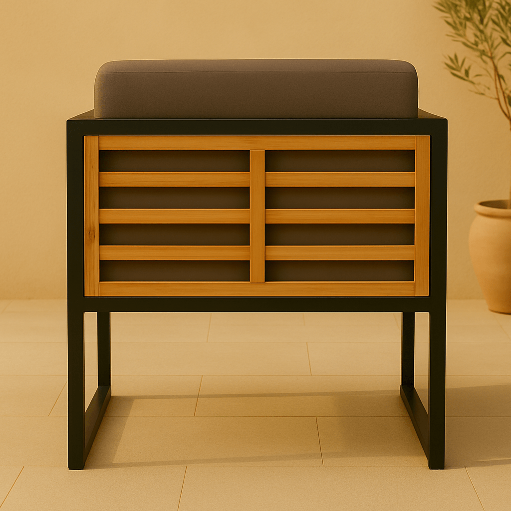 Verona – Set van 2 Acaciahouten Tuinstoelen met Donkergrijze Kussens