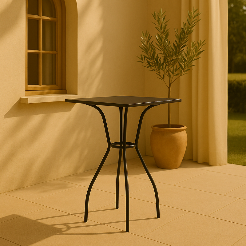 Ferra – Stalen Tuintafel met Gaasdesign – Trendy Weerbestendige Tuin- en Terrastafel 50x50 cm