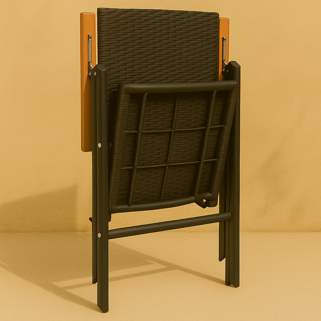 Trezza – Set met 2 Verstelbare Tuinstoelen en Vierkante Glazen Tuintafel