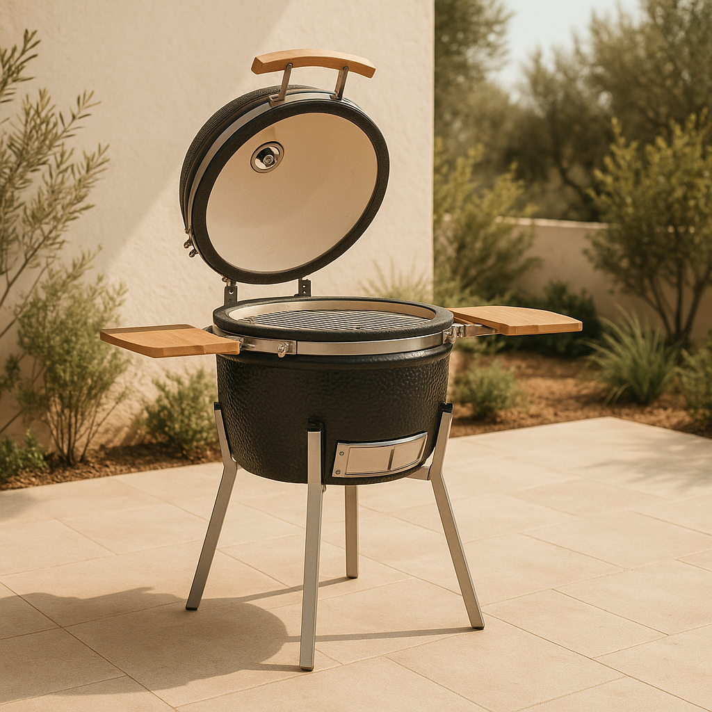 Nero – Keramische Kamado Barbecue Ø27 cm met Thermometer & Opklapbare Houten Bladen