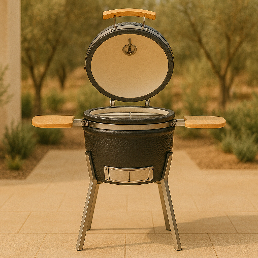 Nero – Keramische Kamado Barbecue Ø27 cm met Thermometer & Opklapbare Houten Bladen