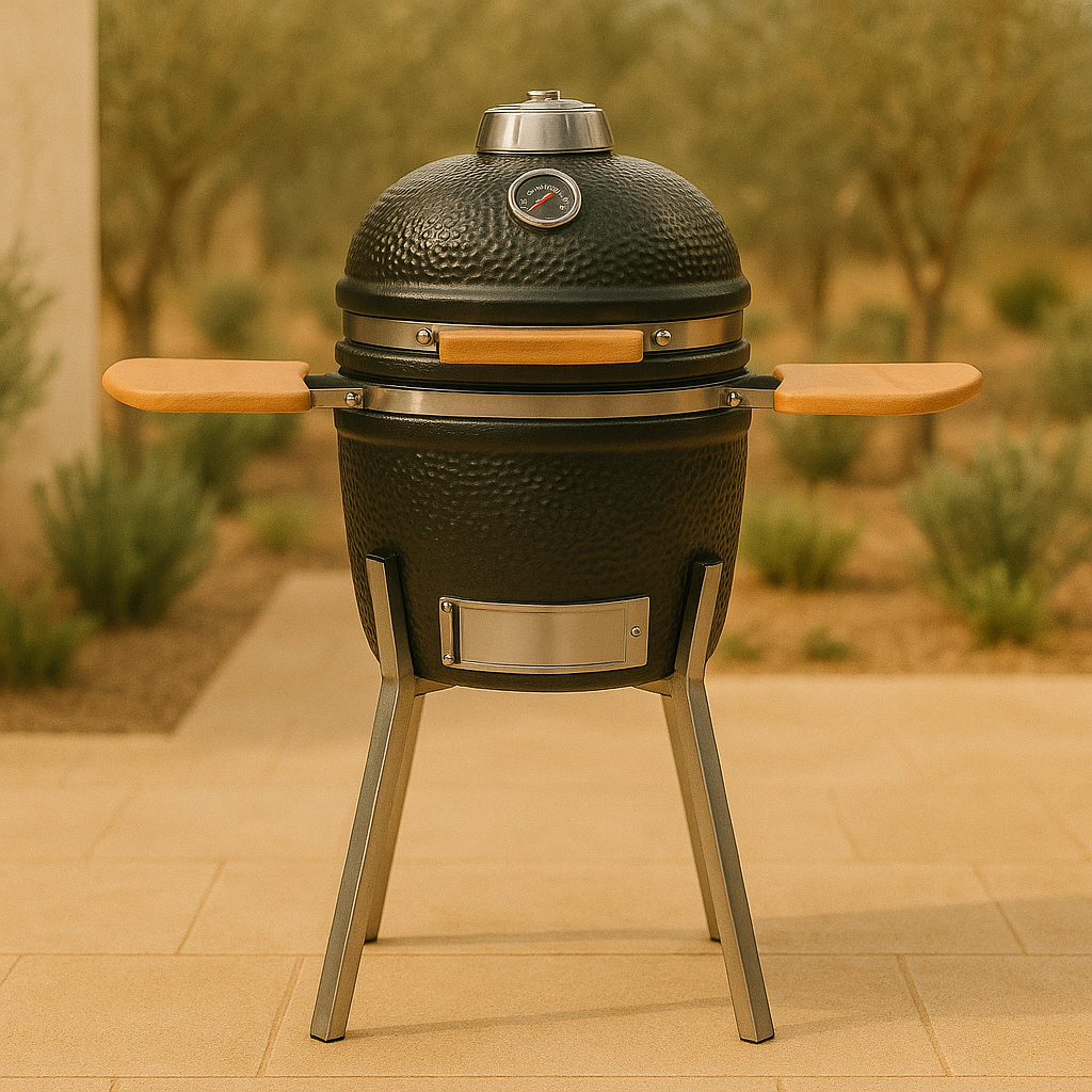 Nero – Keramische Kamado Barbecue Ø27 cm met Thermometer & Opklapbare Houten Bladen