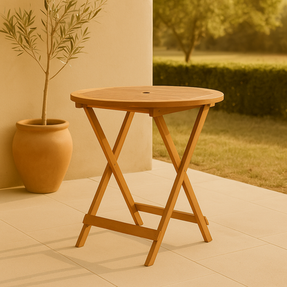Vellaro – Ronde Houten Tuintafel – Inklapbare Acacia Buitentafel Ø60 cm