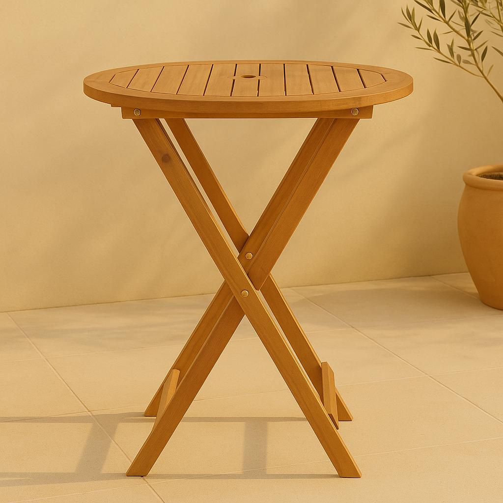 Vellaro – Ronde Houten Tuintafel – Inklapbare Acacia Buitentafel Ø60 cm