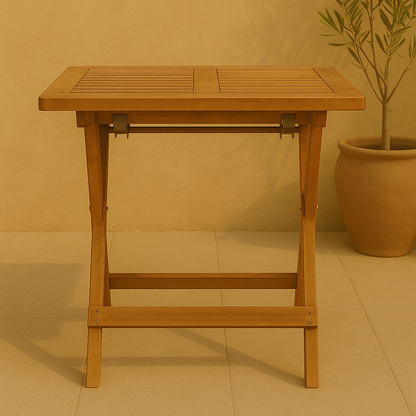 Solaro – Opvouwbare Salontafel van Massief Acaciahout – 40x40 cm Weerbestendige Houten Tuintafel