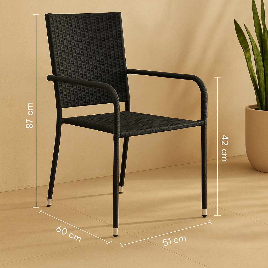 Tavira – Zwarte Tuinstoel van Rattan 1+1 Gratis
