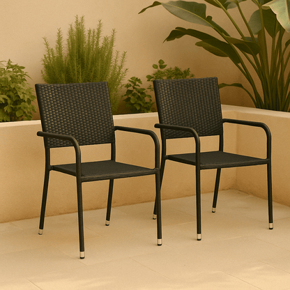 Tavira – Zwarte Tuinstoel van Rattan 1+1 Gratis
